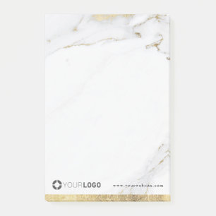 Luxe modern faux gold marble company logo post-it notes