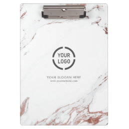 Luxe modern faux rose gold marble company logo clipboard