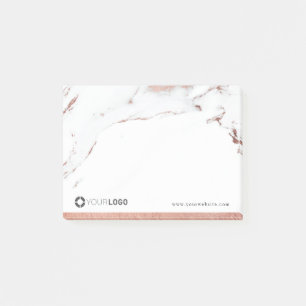 Luxe modern faux rose gold marble company logo post-it notes