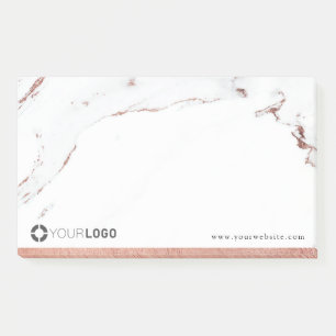 Luxe modern faux rose gold marble company logo post-it notes
