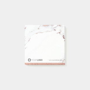 Luxe modern faux rose gold marble company logo post-it notes