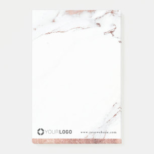 Luxe modern faux rose gold marble company logo post-it notes