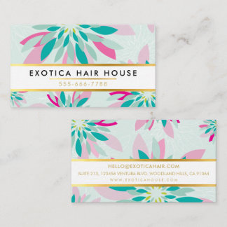 LUXE MODERN FLORAL arty flower mint jade pink Business Card