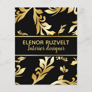 Luxe modern floral black gold damask elegant desig flyer
