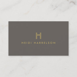 LUXE MODERN GOLD and TAUPE INITIAL MONOGRAM LOGO Business Card