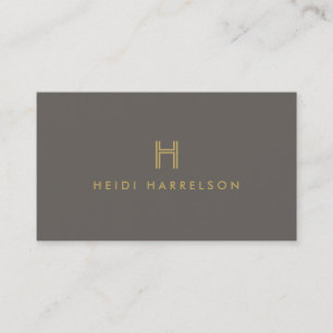 LUXE MODERN GOLD and TAUPE INITIAL MONOGRAM LOGO Business Card