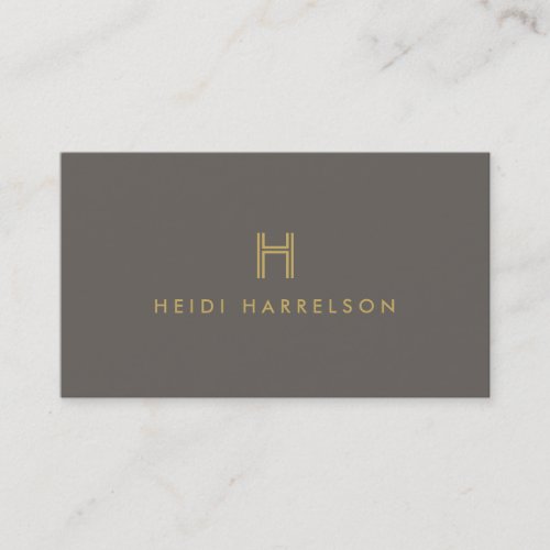 LUXE MODERN GOLD and TAUPE INITIAL MONOGRAM LOGO Business Card