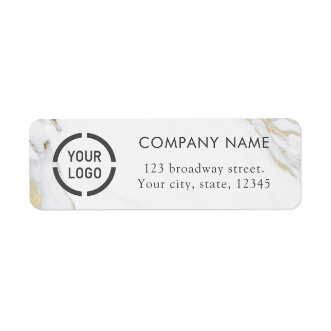 Luxe modern gold marble business return address label (Front)