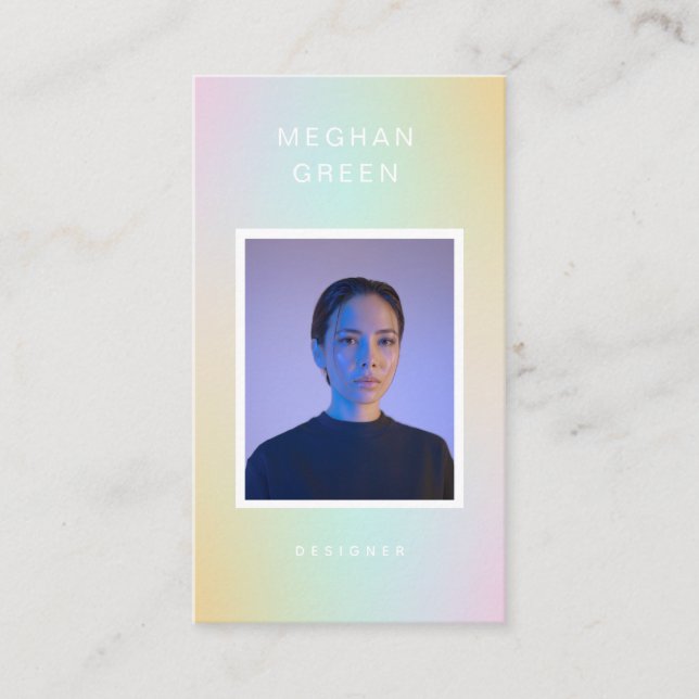 Luxe modern photo gradient lime Business Card (Front)
