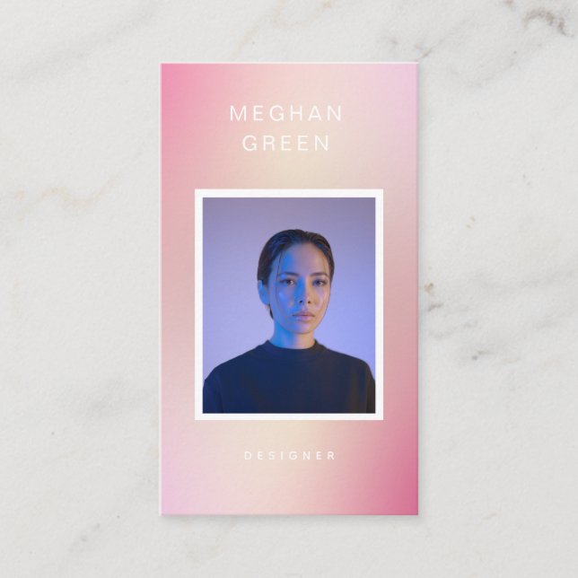 Luxe modern photo gradient purple Business Card (Front)