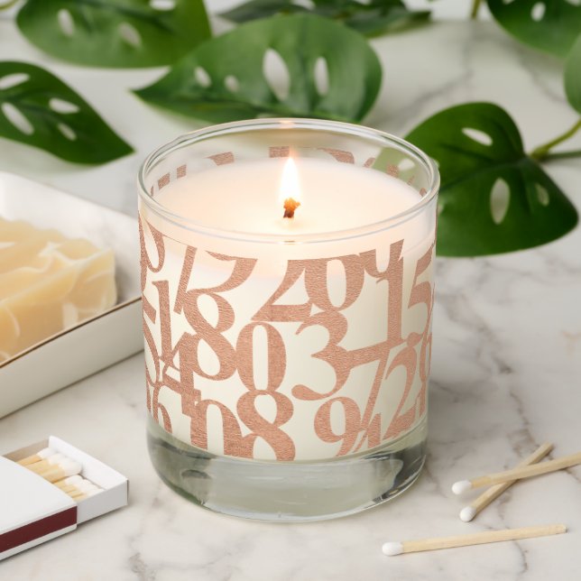 Luxe Modern Rose Gold Numbers Scented Candle (Lit)