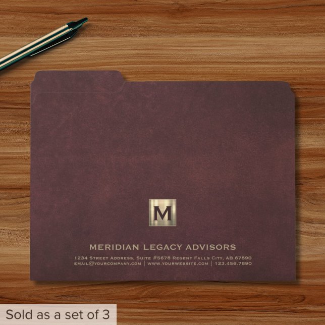 Luxe Monogram Burgundy File Folders (Creator Uploaded)