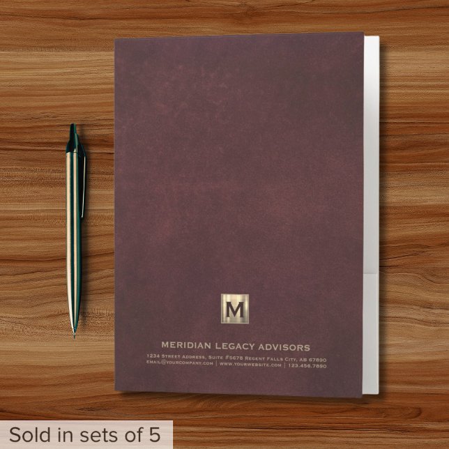 Luxe Monogram Burgundy Pocket Folder (Creator Uploaded)
