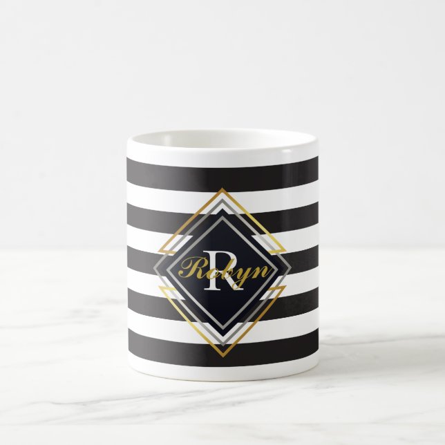 Luxe Monogram Stripes Coffee Mug (Center)