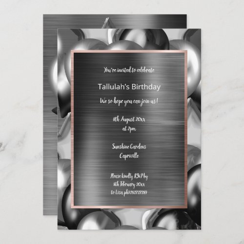 LUXE MOODY BLACK METALLIC BALLOON INVITATION