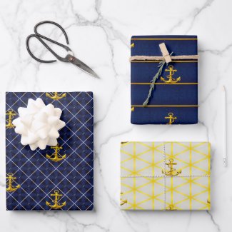 Luxe Nautical Navy and Gold  Anchor 