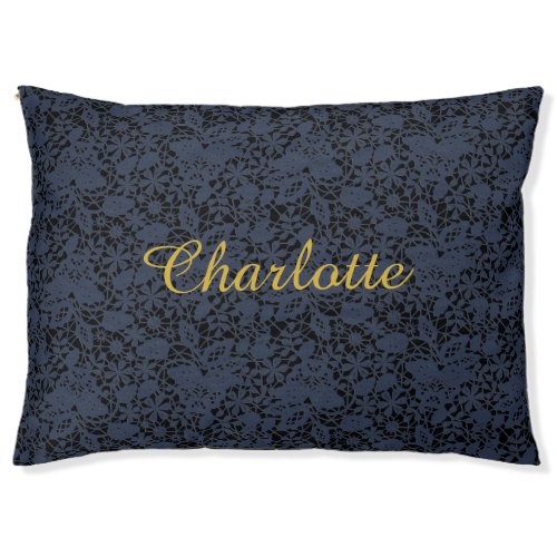 LUXE NAVY BLACK LACE PERSONALISED PET BED PILLOW