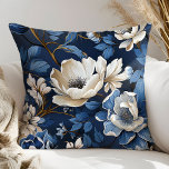 Luxe Navy Blue Floral Home Accent Pillow<br><div class="desc">✅ For matching items search 130B in my collections ✅ 💙 Contact me for personalization This elegant decorative pillow features opulent blue and ivory floral artwork designed to elevate any home décor. Rich navy blue and soft white flowers create a timeless, luxurious look that suits classic, modern, and French-inspired interiors....</div>