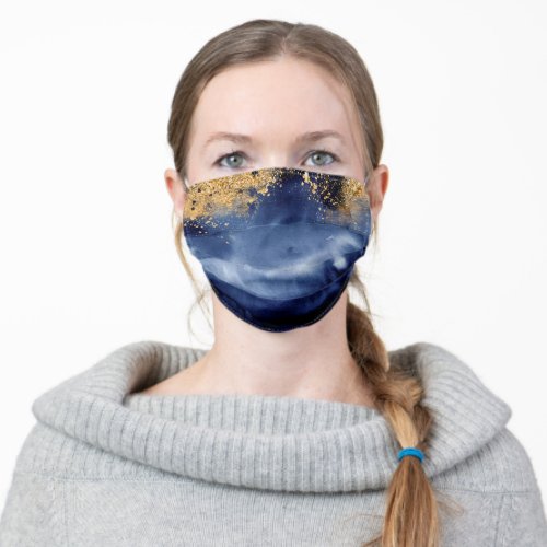 Luxe Navy Blue Gold Professional Face Mask
