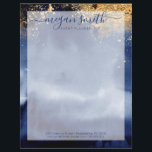 Luxe Navy Blue Gold Watercolor Modern Letterhead<br><div class="desc">Send invoices,  letters and correspondence in style with this lovely letterhead! Easily edit all of the information for your personal or business needs.</div>
