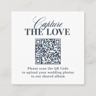 Luxe Navy Blue QR Code Wedding Capture the Love Enclosure Card