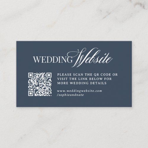 Luxe Navy Blue | Wedding Website QR Code Enclosure Card
