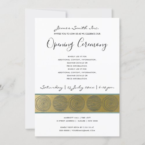 LUXE NAVY FAUX GOLD CIRCLE GRAND OPENING CEREMONY INVITATION