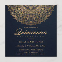 LUXE NAVY GOLD CLASSIC ORNATE MANDALA QUINCEANERA