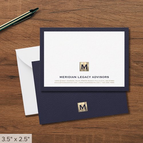 Luxe Navy Gold Law Firm Note Card