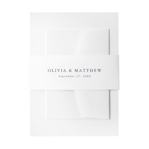 Luxe Navy Minimalist Wedding Monogram Invitation Invitation Belly Band