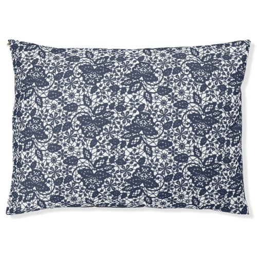 LUXE NAVY WHITE LACE INSPIRED PET BED PILLOW