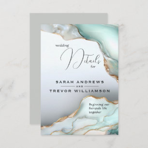 Luxe Opal Teal Gold Fluid Alcohol Ink Enclosure Card