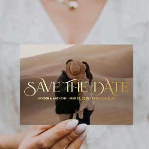 Luxe Overlay FOIL Wedding Save The Date Card