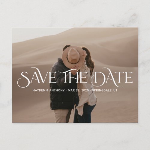 Luxe Overlay Modern Wedding Save The Date Postcard