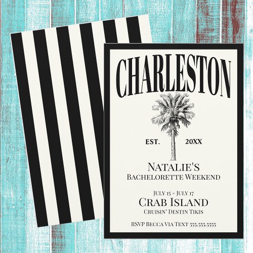 Luxe Palm Trees Charleston Coastal Bachelorette Invitation