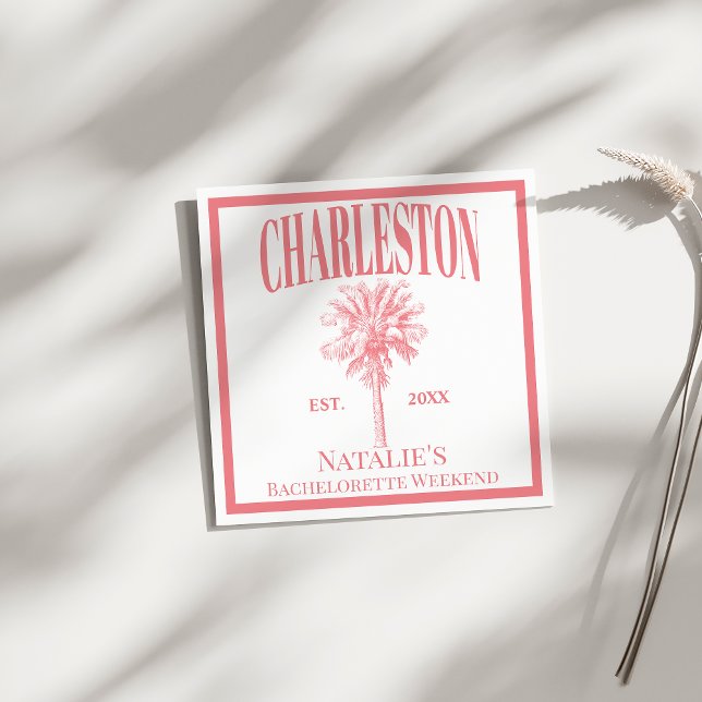 Luxe Palm Trees Charleston Coastal Bachelorette Napkins (Creator Uploaded)