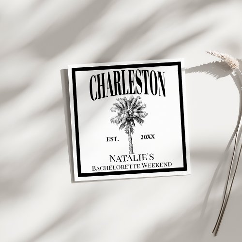 Luxe Palm Trees Charleston Coastal Bachelorette Napkins
