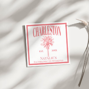 Luxe Palm Trees Charleston Coastal Bachelorette Napkins
