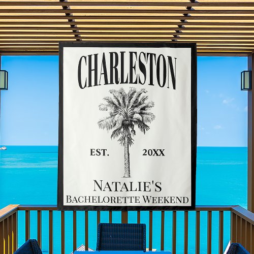 Luxe Palm Trees Charleston Coastal Bachelorette Tapestry