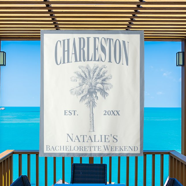 Luxe Palm Trees Charleston Coastal Bachelorette Tapestry (Creator Uploaded)