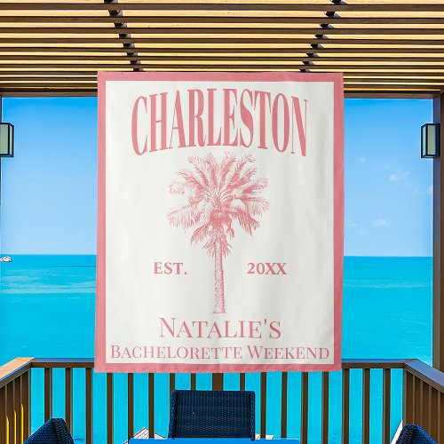 Luxe Palm Trees Charleston Coastal Bachelorette Tapestry