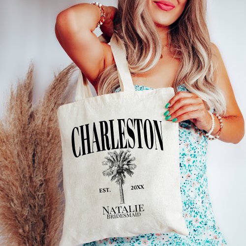 Luxe Palm Trees Charleston Coastal Bachelorette Tote Bag