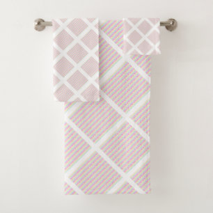 LUXE PASTEL CHEVRON WHITE GRID  BATH TOWEL SET