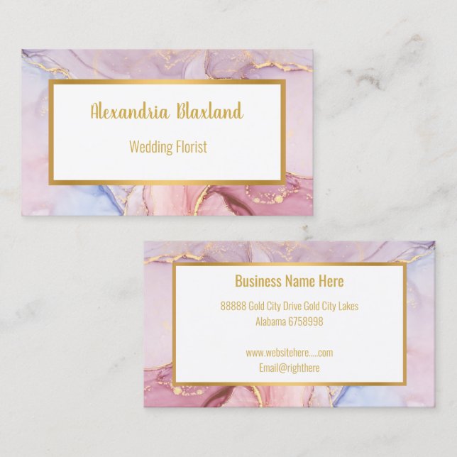 LUXE PASTEL MARBLE GOLD BUSINESS CARD (Front/Back)