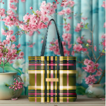 Luxe Personalized Olive Green, Gold & Pink Plaid