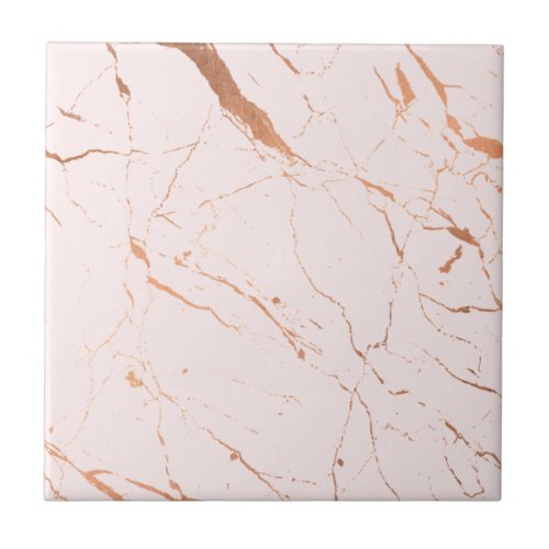 Luxe Pink and Rose Gold Marble Ceramic Tile