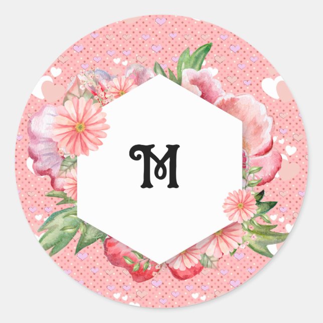Luxe pink hearts vibrant romantic wallpaper classic round sticker (Front)