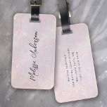 Luxe Pink Iridescent Calligraphy Luggage Tag<br><div class="desc">Level up your luggage with our personalized tags</div>