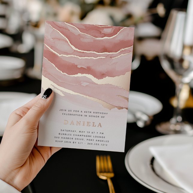 Luxe Pink Marble Birthday Party or Any Occasion Foil Invitation (Creator Uploaded)