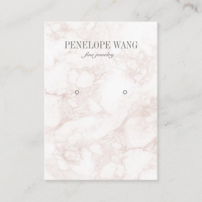 Luxe Pink Marble Jewelry  Earring display Business Card (Front)
